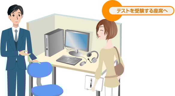 テストを受験する座席へ