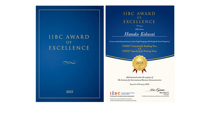 IIBC AWARD OF EXCELLENCE 表彰状