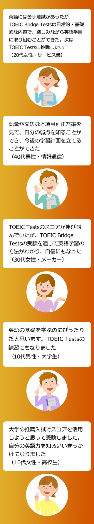 TOEIC Bridge® Tests受験者の声