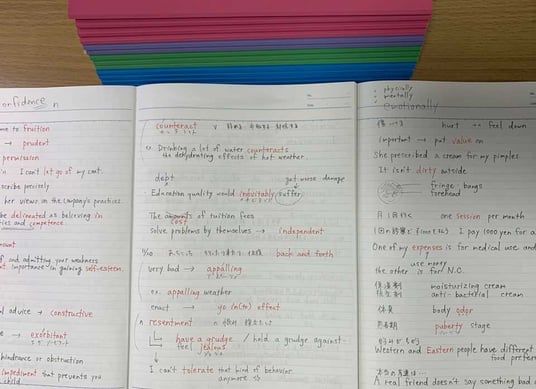 増田さんの英語学習ノートの写真