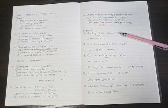 須田さんの英語学習ノートの写真