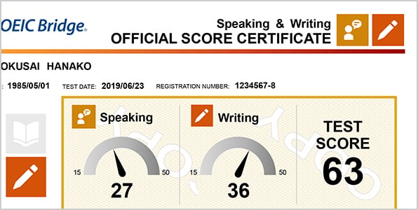 TOEIC Bridge Speaking & Writing公式認定証の写真