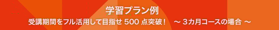 学習プラン例 受講期間をフル活用して目指せ500点突破！　～3カ月コースの場合 ～
